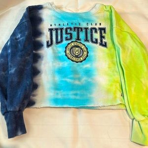 Justice distressed hem crew neck